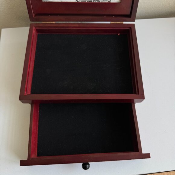 Vintage 1998 Rosewood Flip Top Photo Storage Box w/ 4x6 Frame - Picture 9 of 14